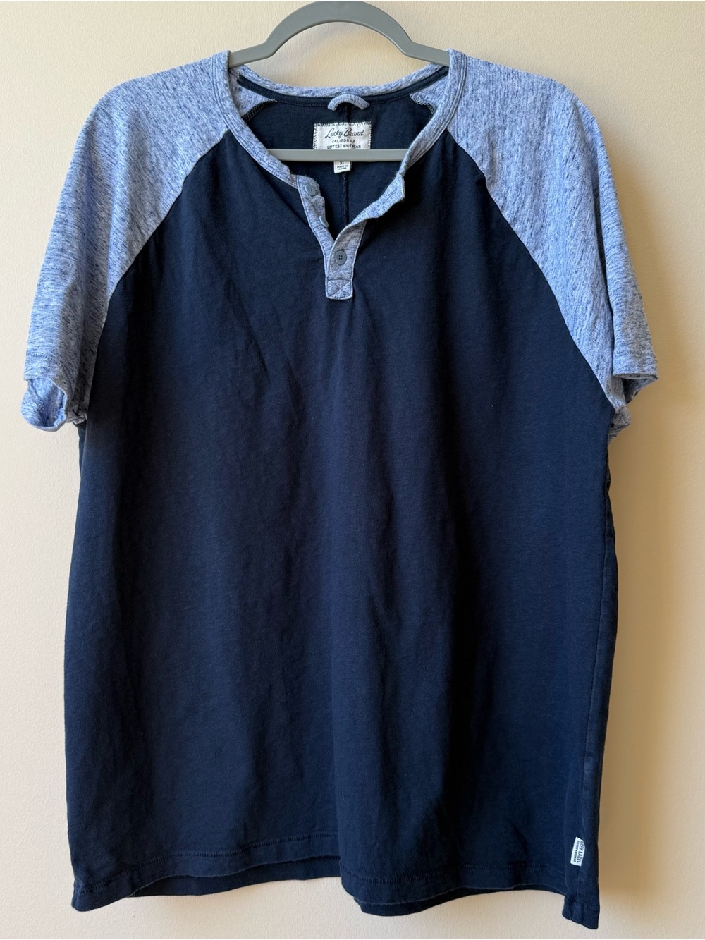Lucky Brand Navy Body with Blue Raglan Henley